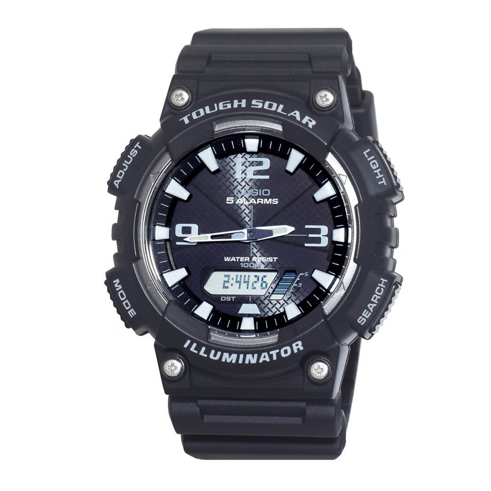 Casio Men's Tough Solar Illuminator 5 Alarms Green Resin 47mm Watch AQS810W-1AV | eBay