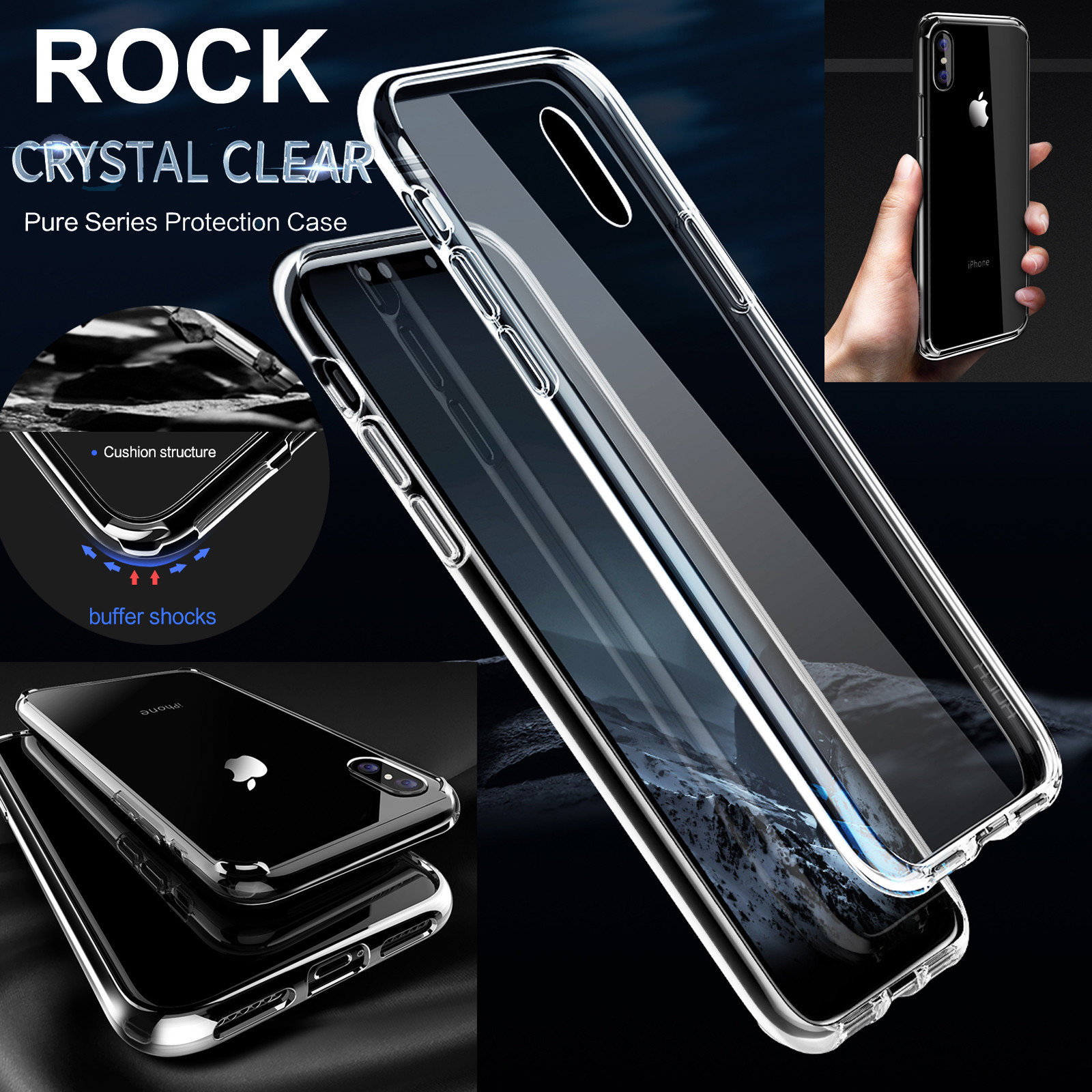 Iphone X Case Genuine Rock Crystal Clear Shockproof Bumper Hard Iphone X Case Genuine Rock Crystal Clear Shockproof Bumper Hard