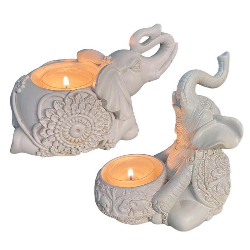Realistic Elephant Figurine Candle Tea Light Holder