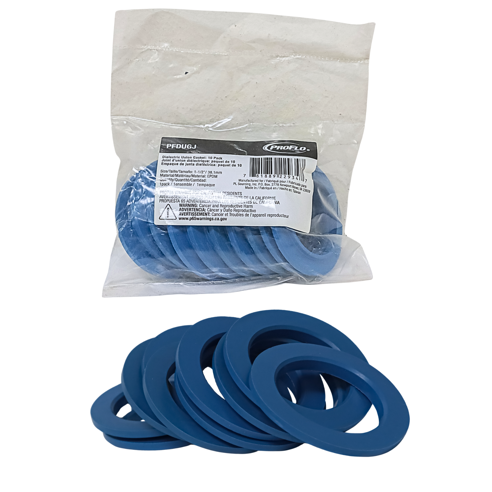 ProFlo PFDUGJ Dielectric Union Gasket 10 Pack – 1-1/2