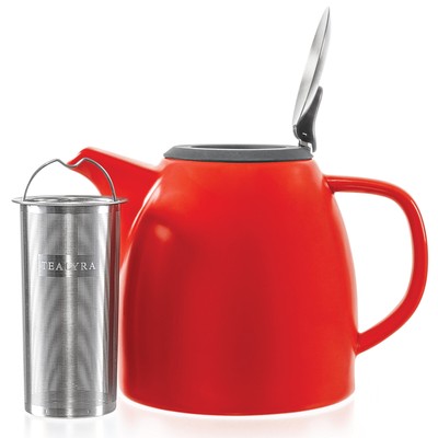 - Drago Ceramic Teapot in Red - 37-ounce 4-6 cups - Large Teapot - Stainless ...