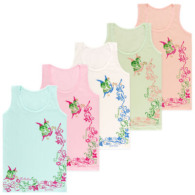 5 Mädchen Unterhemden Schmetterling Tank Top Baumwolle Kinder Unterwäsche