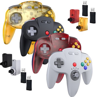 Wireless N64 Controller Remote with Rumble Pak & Rechargeable for N64 System