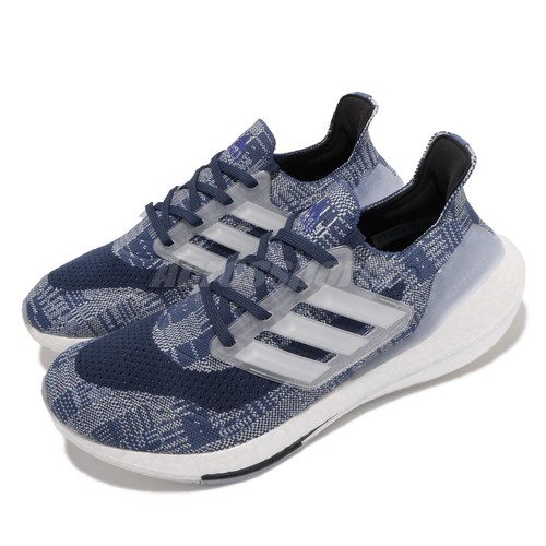 

Adidas Ultraboost 21 Primeblue Crew Blue White Navy Мужчины Унисекс Для бега FX7729, Синий, Ultraboost 21 Primeblue