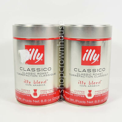 2 illy CLASSICO Classic Roast Ground Coffee Preparation 8.8 ounces 04/2025