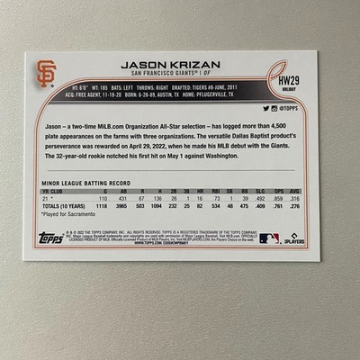 2022 Topps Holiday #HW29 Jason Krizan RC
