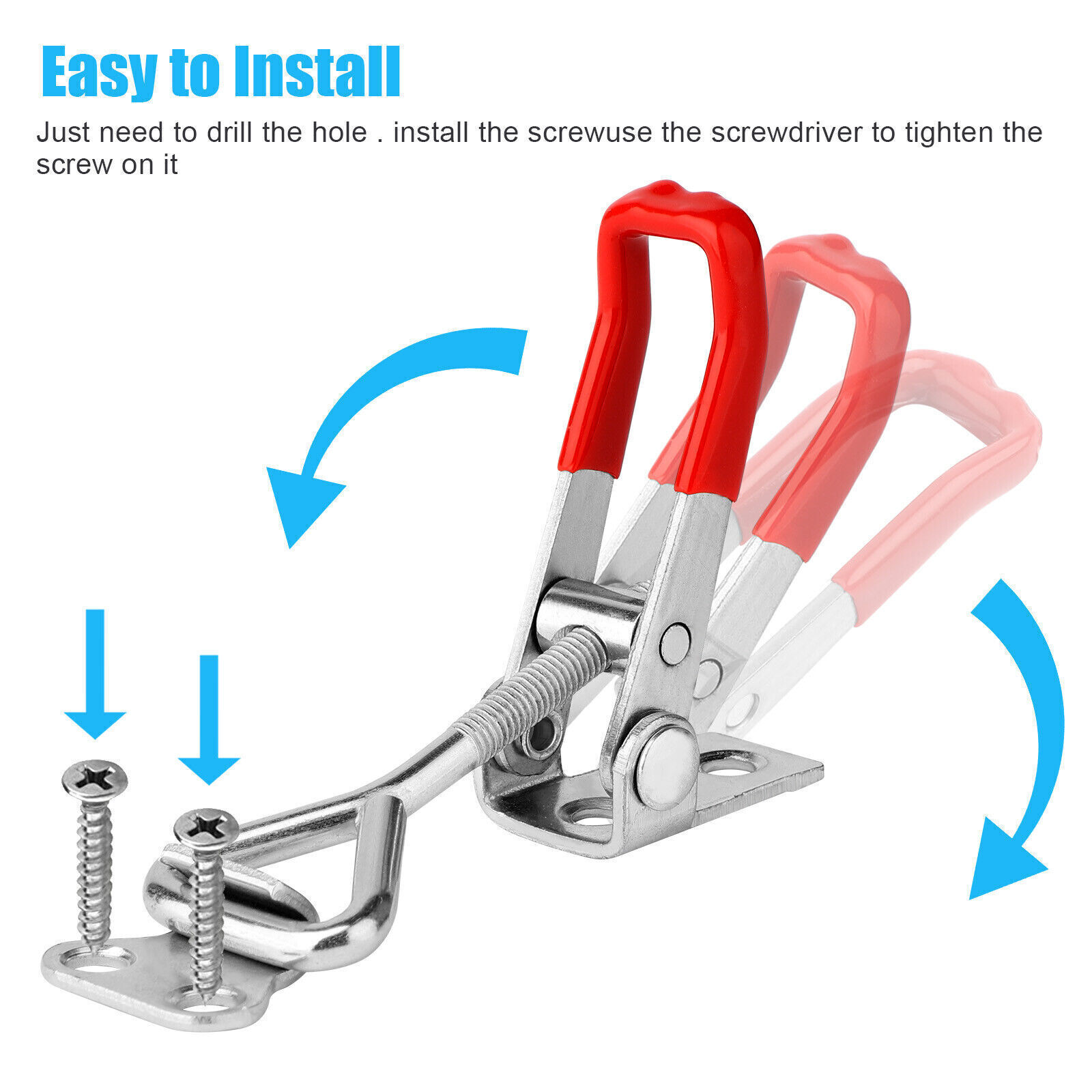 4Pcs Heavy Duty Steel Toggle Latch Catches Adjustable Lock Clamp For Boxes Case