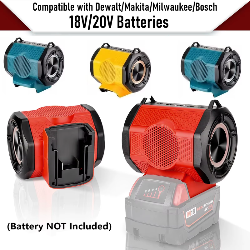 Bluetooth Speaker For Milwaukee/Makita/Dewalt/Bosch 18V 20V Battery With USB Typ