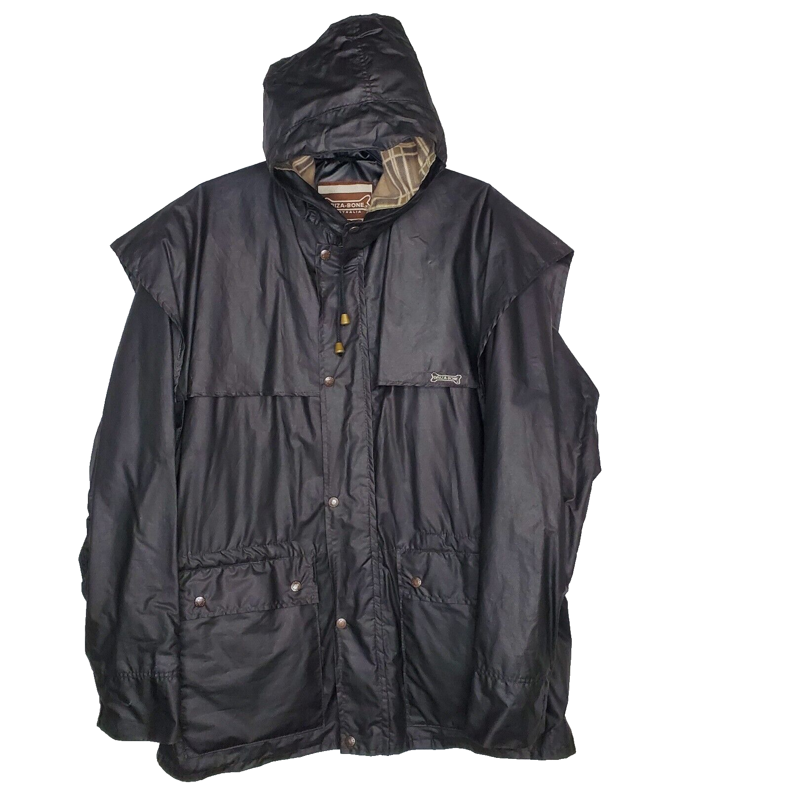 Driza-Bone Black Bushman Waterproof Lined Field Coat Hooded