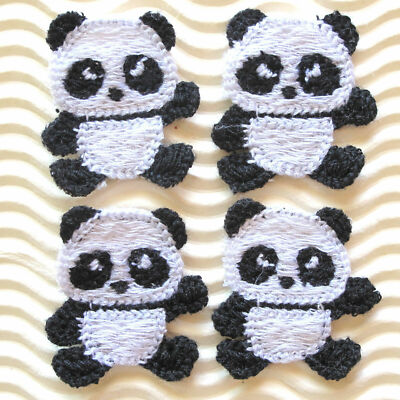 (2 - 10pc) x 1.5'' Cotton Machine Crochet Giant Panda Applique Baby Shower ST88K
