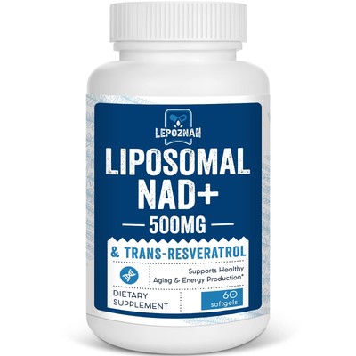 Liposomal NAD+ 500 mg + Trans-Resveratrol 300 mg Superior Absorption True NAD...