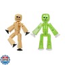 Zing StikBot Dual Pack - Includes 2 StikBots - Collectible Action Figures and Accessories, Stop Motion Animation, Ages 4 and Up (Sand+Clear Light Green Sparkle)