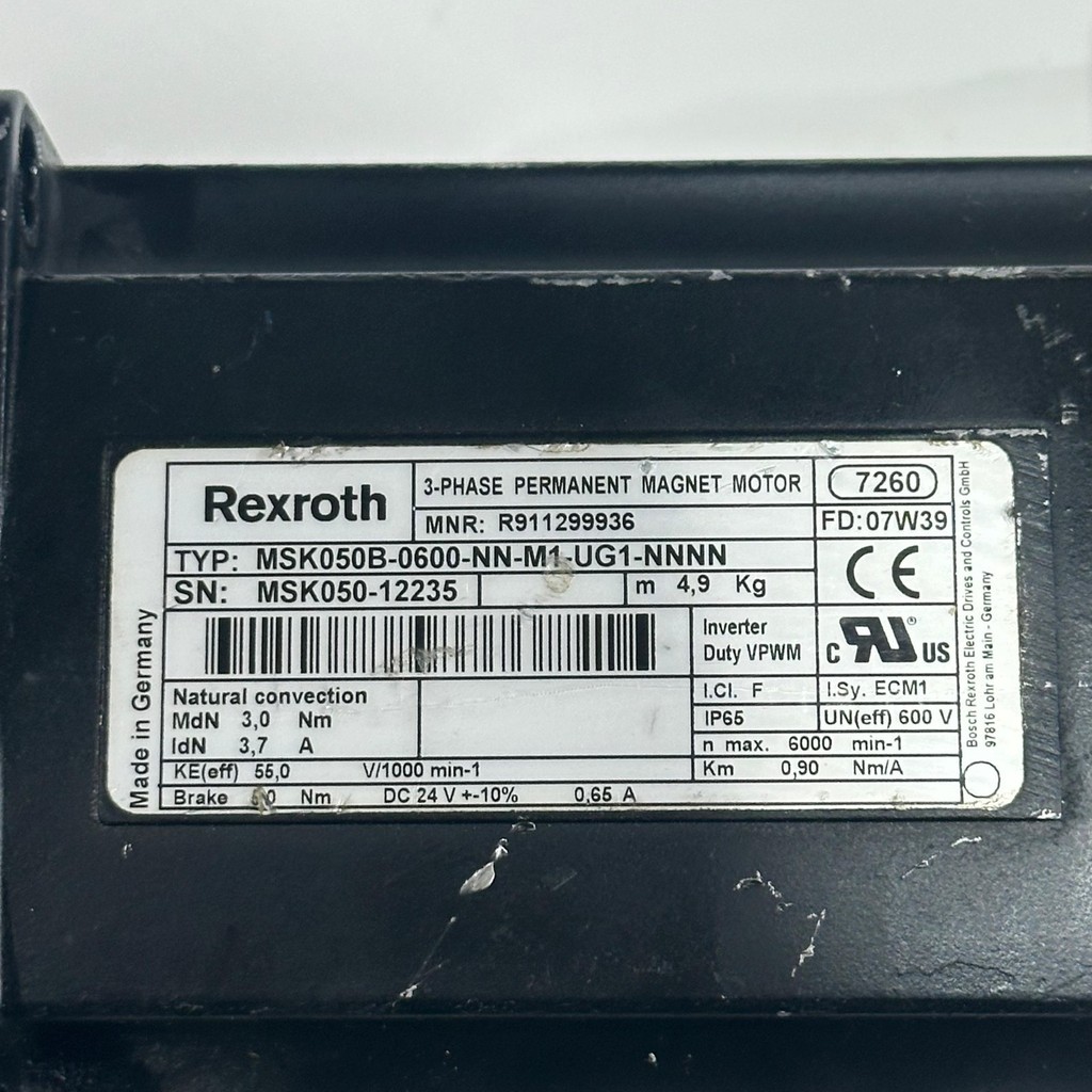 Rexroth MSK050B-0600-NN-M1-UG1-NNNN R911299936 Servo Motor — 3