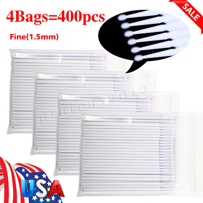 400 Microbrush Micro Brush Applicator Tips for Makeup Eyelash Dental 4 sizes