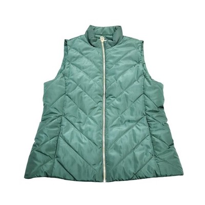 MICHAEL Michael Kors Vest Womens Medium Green Quilted Full Zip Puffer Logo