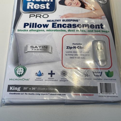 Clean Rest Pro Pillow Encasement King Size 20” X 36” Healthy Sleeping 
