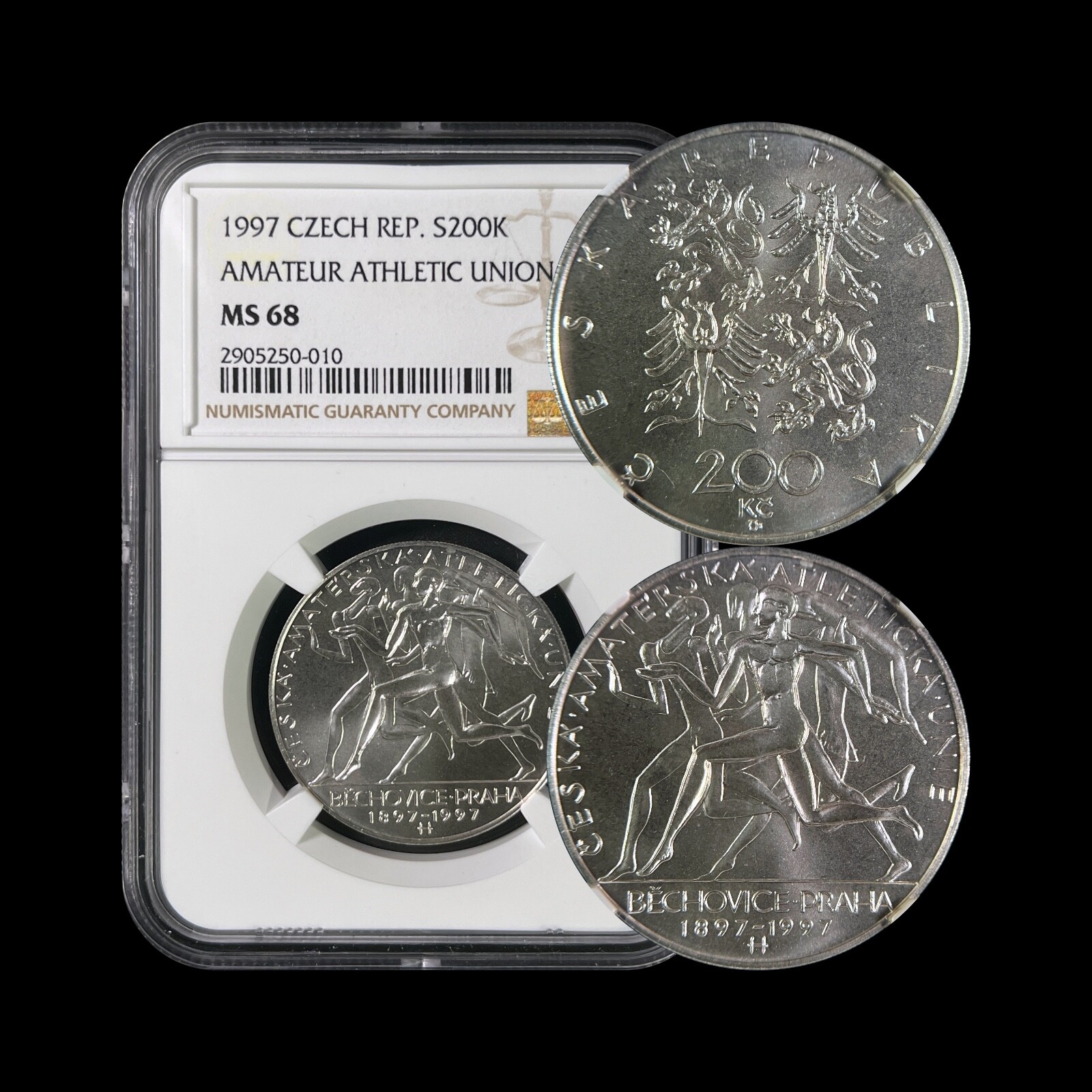 CZECH REPUBLIC. 1997, 200 Korun, Silver - NGC MS68 - Amateur