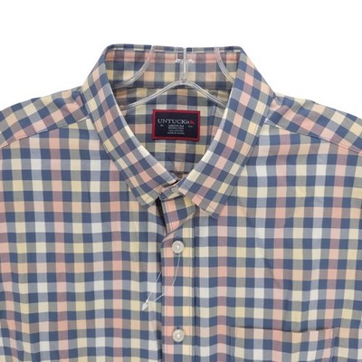 NWOT UNTUCKIT Rubican Wrinkle Free Short Sleeve Shirt Colorful Check MEDIUM