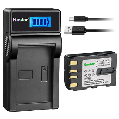 Kastar Battery LCD Charger for JVC BN-V408 & JVC GR-D94US GR-D95US GR-D230