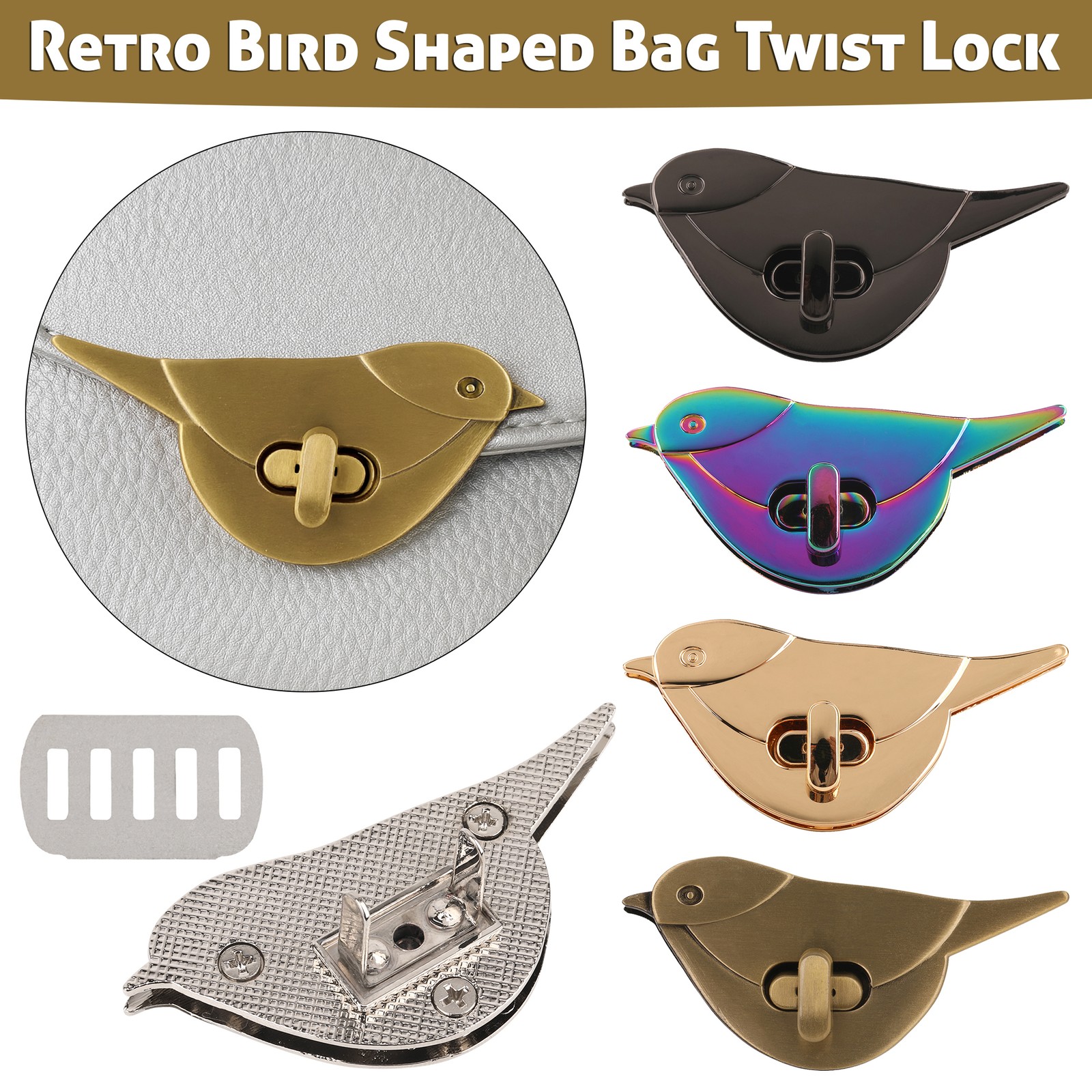 Bird Shape Turn Lock Clasp Metal Bag Twist Buckle for Purse Handbag DIY 1pc