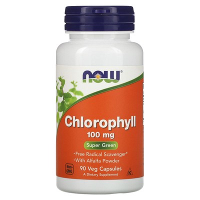 Now Foods Chlorophyll 100 mg 90 Veggie Caps Гарантированное качество GMP