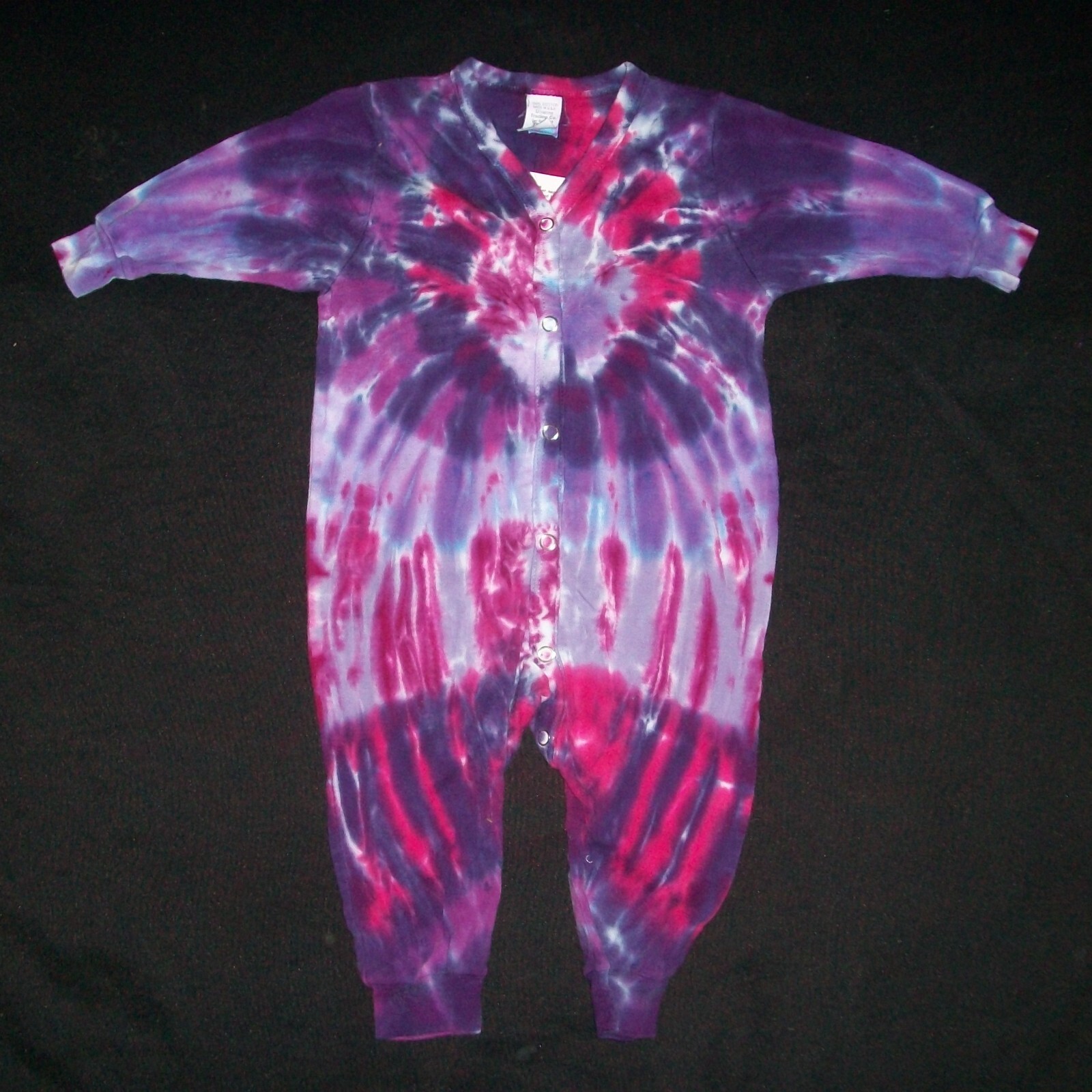 Tie Dye Union Suit Romper Purple & Fuchsia 12 mo. Tye Dyed One Piece Made in USA