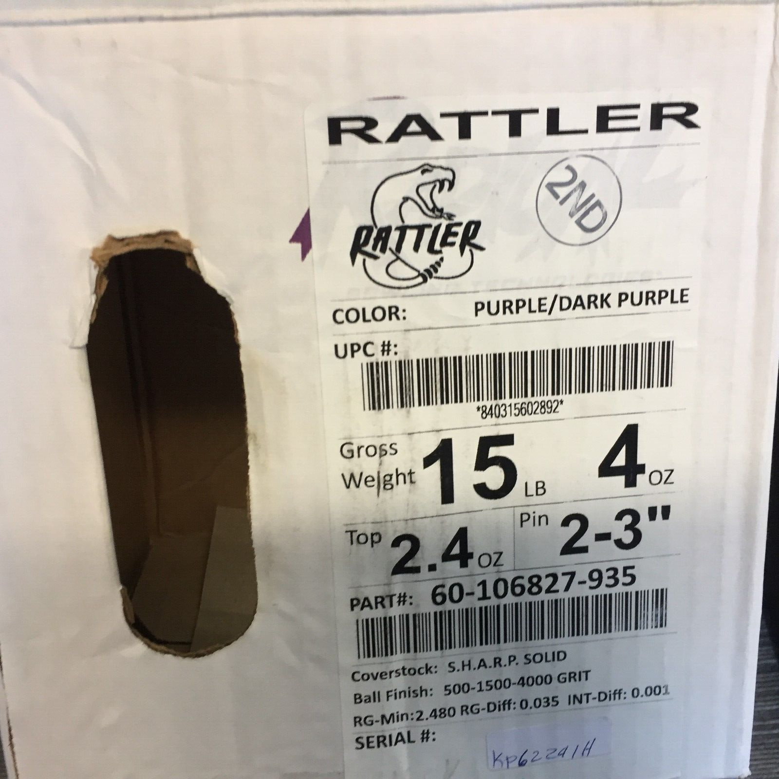 Radical Rattler bowling ball  15 LB. NEW IN BOX!!    #241h