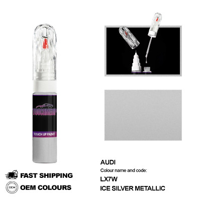 FOR AUDI MODELS ICE SILVER LX7W TOUCH UP PAINT PEN BRUSH SCRATCH CHIP KIT FIX