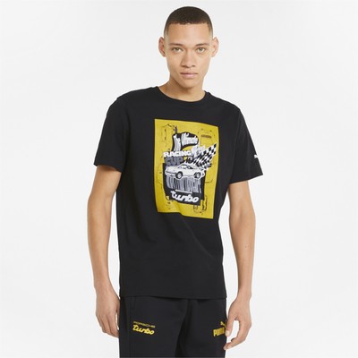 

Puma Porsche Legacy Graphic SS Lifestyle Футболка мужская черная спортивная футболка, Черный, Puma Porsche Legacy Graphic SS Lifestyle T-Shirt