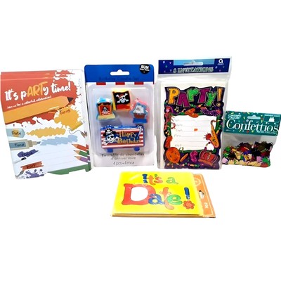 Happy Birthday Party Supplies Bundle Card Invitations Confetti Erasers