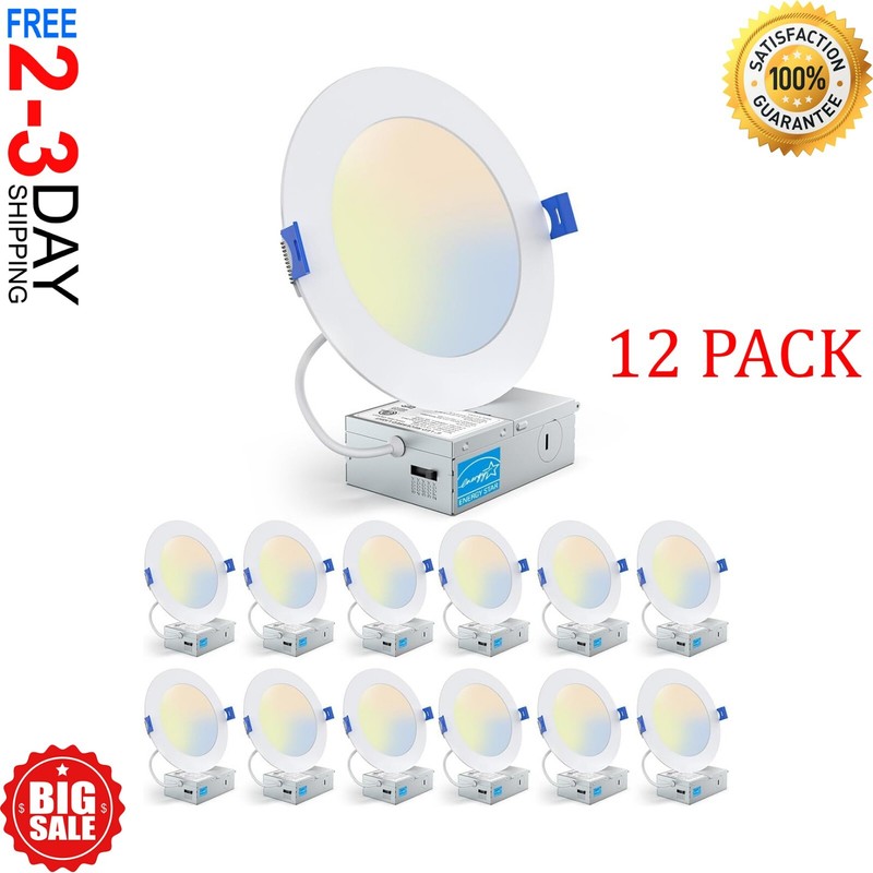 12 Pack 4 Inch 9W 5CCT LED Ceiling Lights Downlights