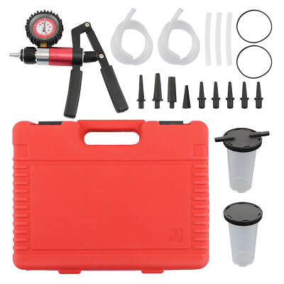 Vacuum Pump Brake Bleeder tester Reservoir Tubing Tool Set Car Bike