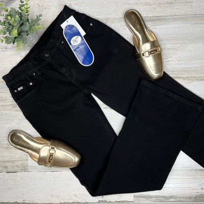 DG2 by Diane Gilman Women's 2P Classic Stretch Five Pocket Bootcut Jean Black 