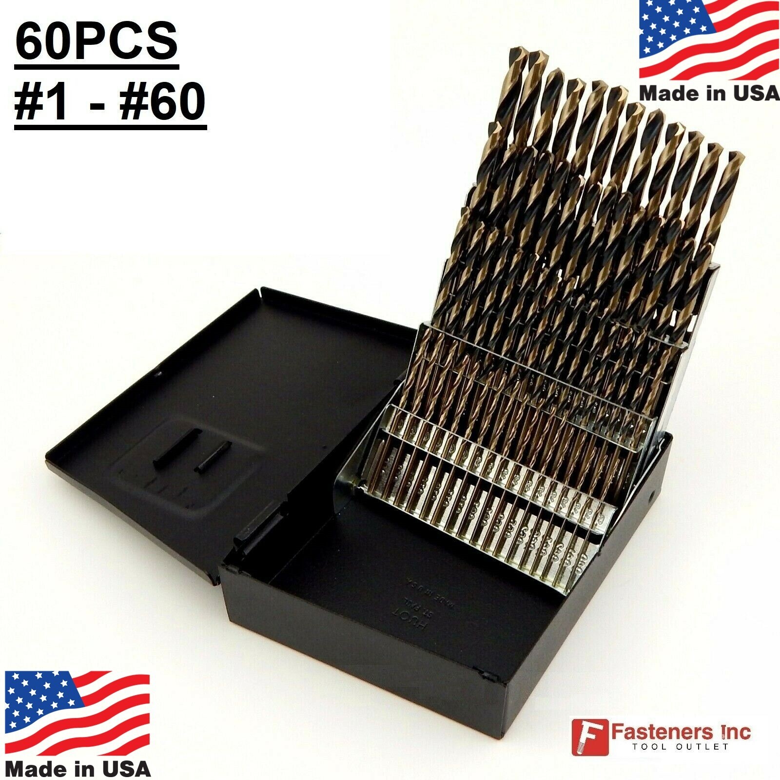 Norseman 60pc Number sizes #1-60 Super Premium drill bit set USA 88640 SP-60