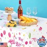 3 Pcs Happy Birthday Luau Party Tablecloth - Rectangular Tropical Plastic Pink Flamingo Table Cover for Flamingo Birthday Party Decorations Summer Picnic Beach, 54 x 108 Inch