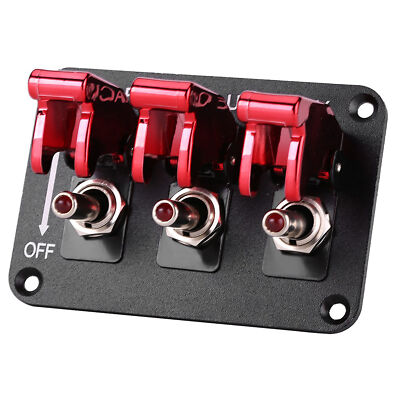 Hot 12V 3 Group Car Toggle Switch Panel for Racing Car Red