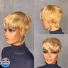PangDongLai Chic Elegent Pixie Cut Wigs for Women Short layered Pixie Human Hair Wigs With Bangs 27/613 Blonde Color Glueless Short Human Hair Wig Full Machine Made for Daily Use