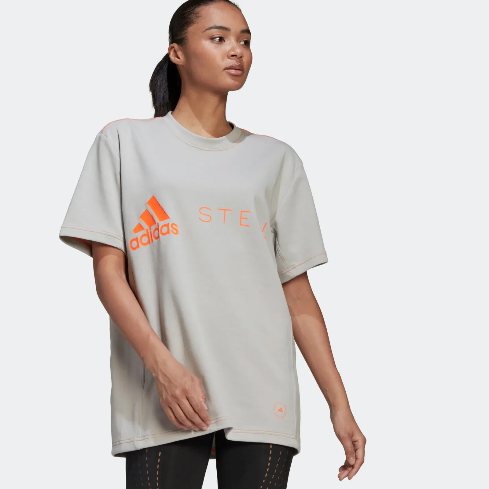 ADIDAS BY STELLA MCCARTNEY LOGO TEE HB7404 Grey/Orange | eBay