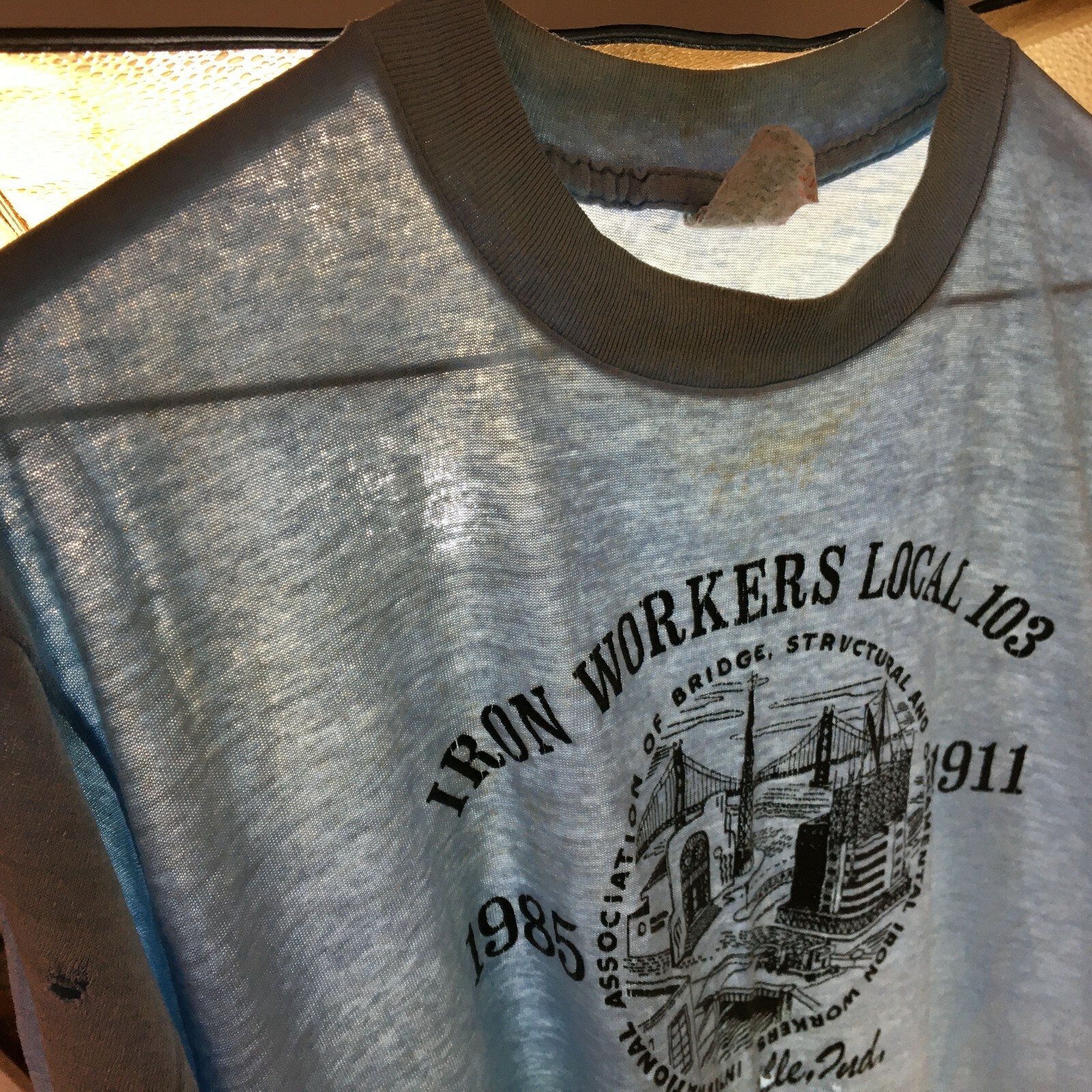 Vintage 70s 80s Iron Workers Local Evansville In Paper Thin