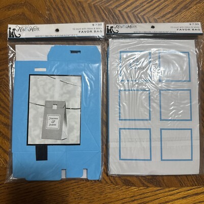 24 Studio His & Hers BLUE Favor Boxes With Ribbon & Labels Item #411611 NOS