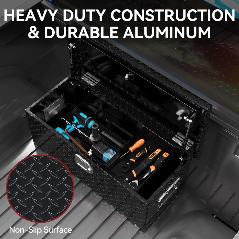 Munirater 20 Inch Aluminum Tool Box Storage Truck Underbody Flatbox Replacement For Pick Up Truck Bed Atv Rv Trailer W Lock And 2 Keys Sliver