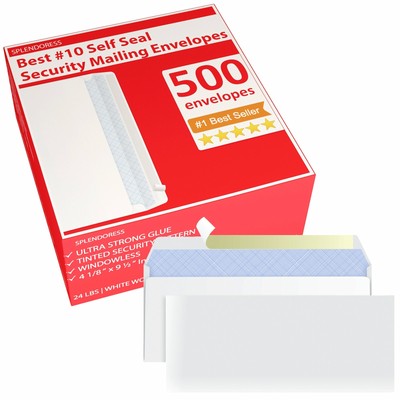 #10 White Envelopes Letter Legal Size - No. 10 500 Count Bulk - Strip