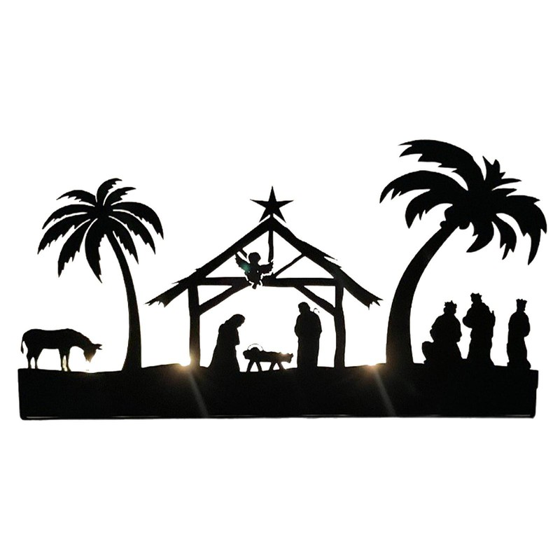 Nativity Manger Set Wrought Iron Candle Holder, Christmas Home D&eacute;cor
