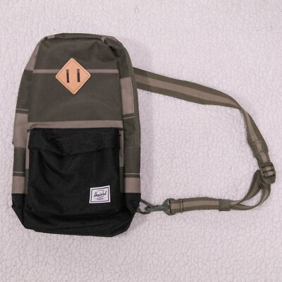 Herschel Crossbody Messenger Bag Backpack Green Black (14'' x 9'')