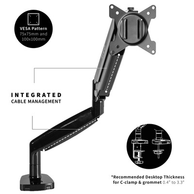 VIVO Single Ultrawide 35" Monitor Desk Mount with Pneumatic Spring Arm