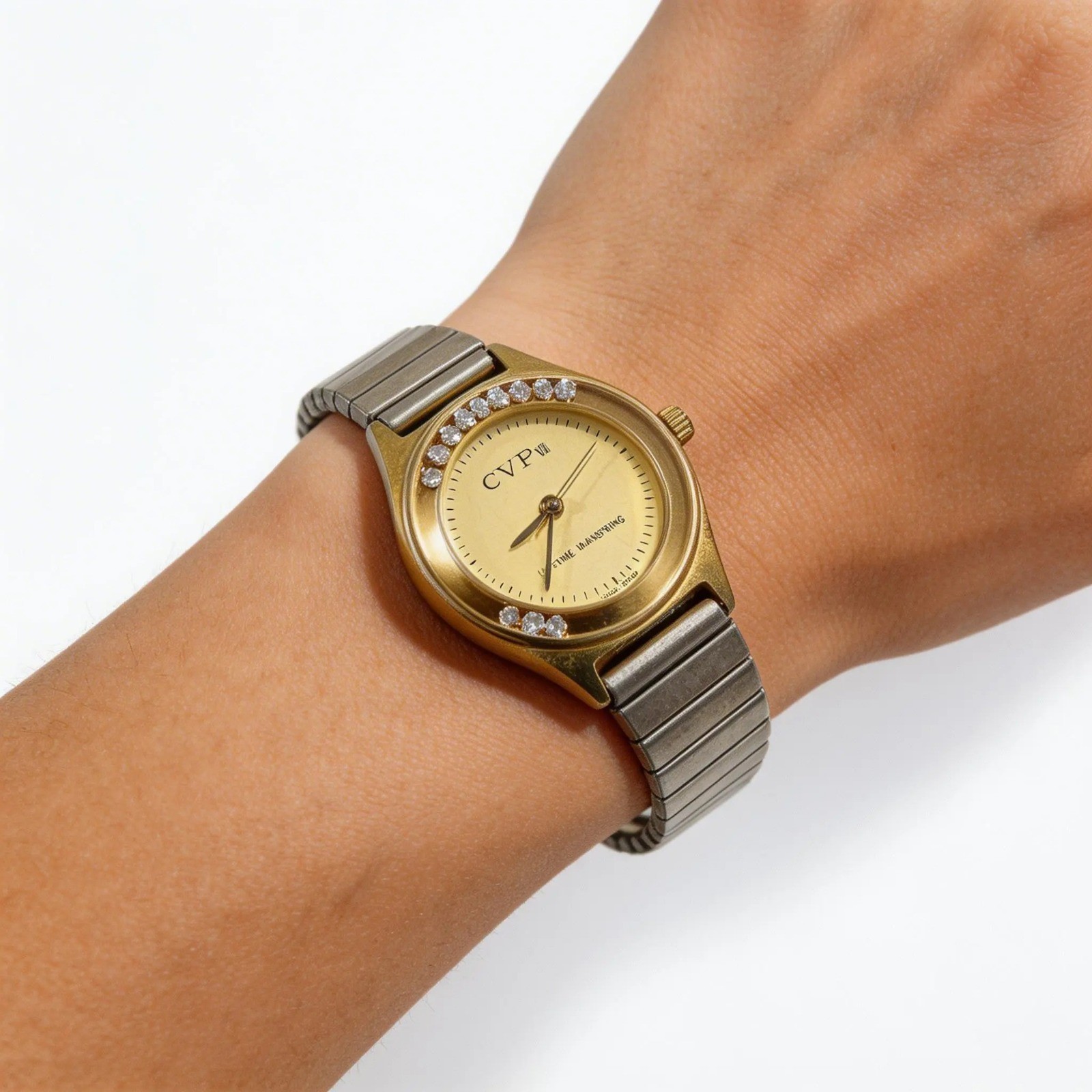 CVP VII Women’s Gold Tone Quartz Watch Rhinestones Hong Kong – Parts/Repair