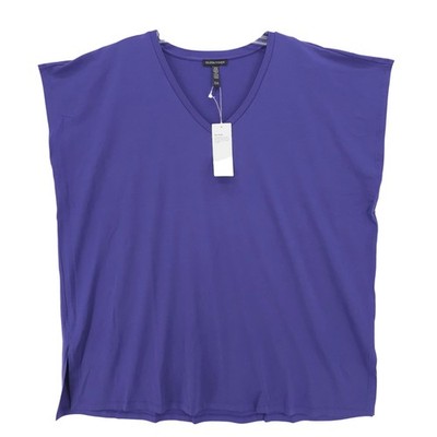 NWT EILEEN FISHER Fine Jersey Long Boxy Top ATHENA Tencel Stretch V-Neck XL