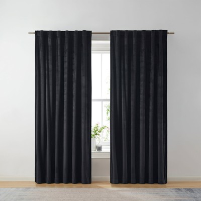 1pc Velvet Blackout Window Curtain Panel, Extra Wide and Long 52'' W x 84'' L