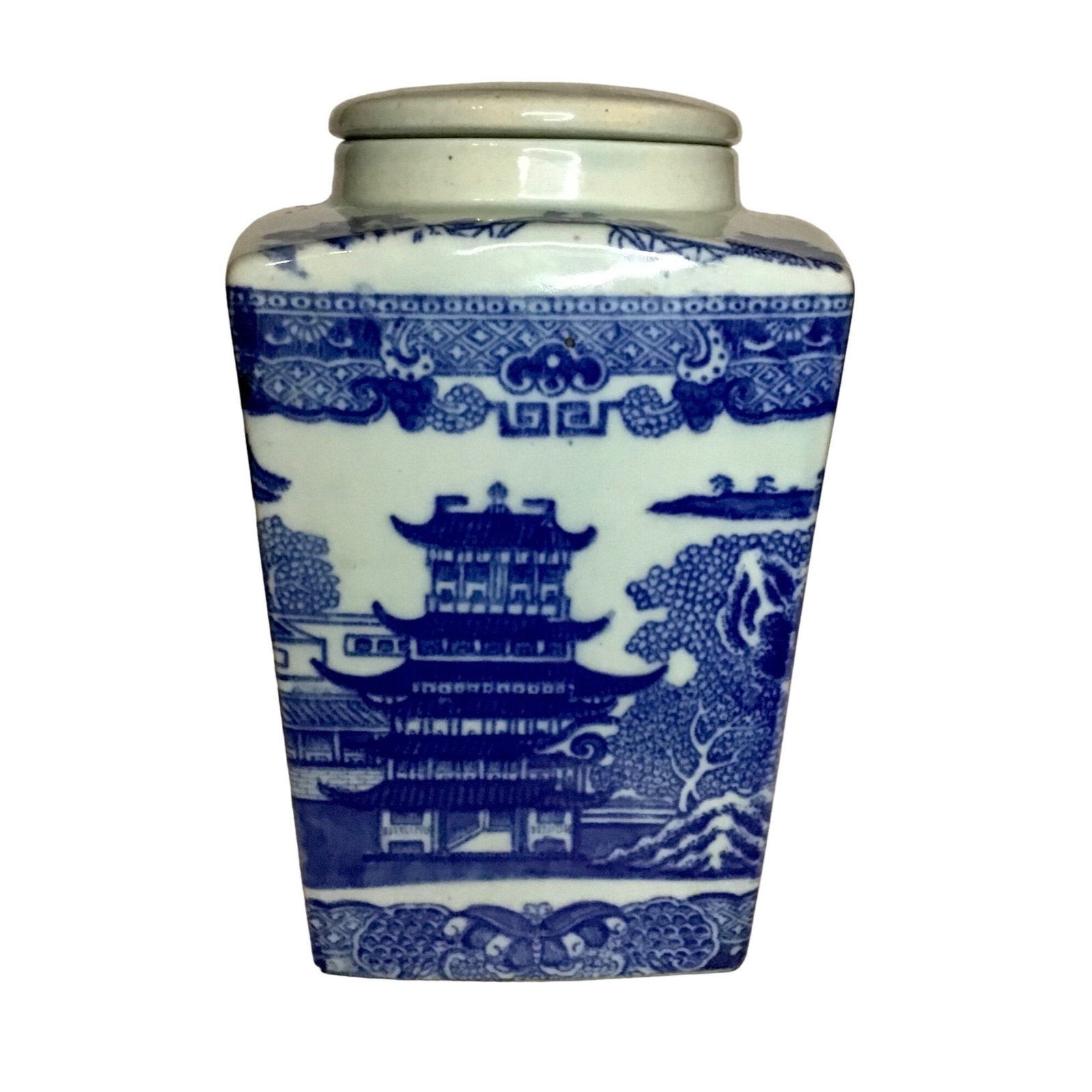 VINTAGE BLUE WILLOW RINGTONS LIMITED TEA MERCHANTS CONG FORM