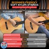Pyle Beginner Acoustic Guitar Kit 6 String 1/2 Junior Size All Wood Instrument for Kids, Adults, Natural Gloss, 34